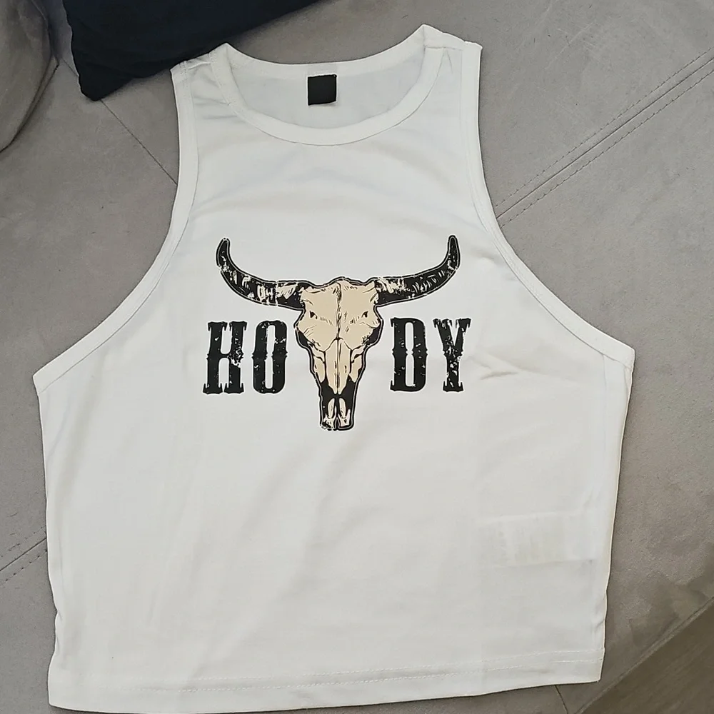 NWOT Howdy Graphic Halter Tee Crop Shirt